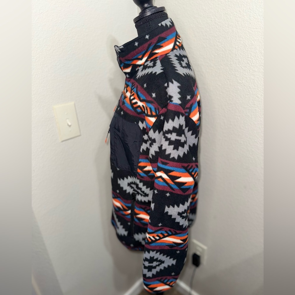 Aztec Southwestern Fleece Jacket Zip Up Tribal Outdoor Cozy Core- Small - Picture 7 of 11